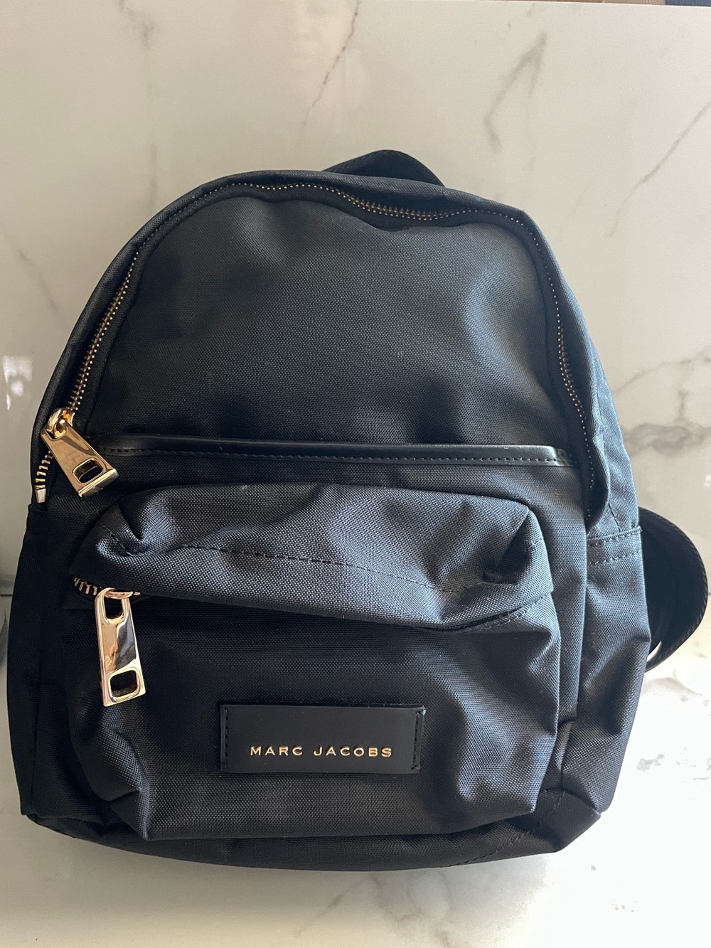 Marc Jacobs Black Mini Nylon Backpack with Gold Hardware
